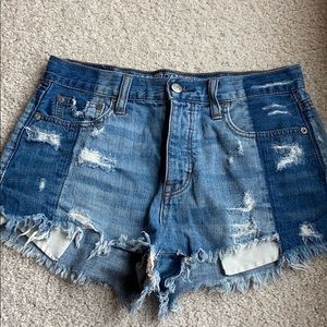 high waisted denim shorts